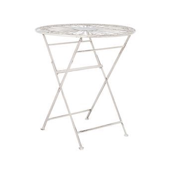 Mesa De Balcón De Metal Blanco Crema 70 Cm Retro Francés Exterior Scafa