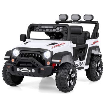 Coche Eléctrico Infantil Con Mando A Distancia 2.4g & Usb Y Luz Y Amp; Coche Infantil Música 12v Coche Jeep Blanco