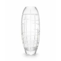 jarron tallado ovalado de cristal transparente  28 cm