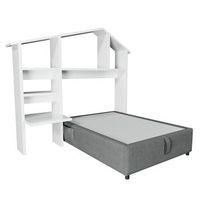 cama infantil 90x200 cm con arcon usb-c y somier diseno moderno gris