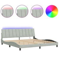 cama matrimonial  cama para adultos  estructura cama con luces led terciopelo gris claro 200x200 cm