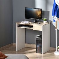 escritorio para ordenador con bandeja para teclado blanco y roble 80 x 45 x 75 cm