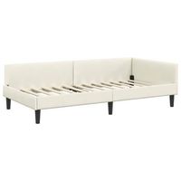 estructura de cama esquinera con cabecera crema 90 x 200 cm