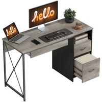 escritorio de ordenador de 120 x 50 cm melamina y acero con almacenaje  gris