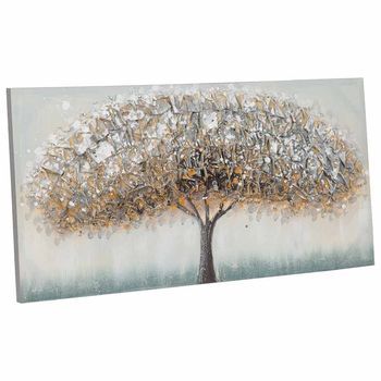 Cuadro Pintado A Mano Con Relieve Marrón 50x100x3