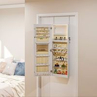 espejo joyero de mdf vidrio homcom 37x105x108 cm blanco