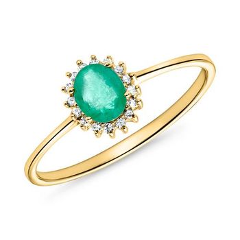 Anillo esmeralda diamantes 0.353 ct total oro amarillo