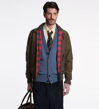 Baracuta para hombre. BRCPS3001UT3124 Chaqueta Harrington G9 verde oliva (L), Casual, Poliéster