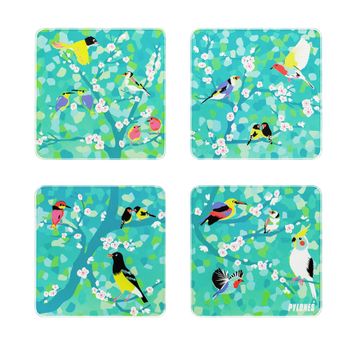 Set de 4 posavasos  azul claro vaso  10 x 10 x 1 cm