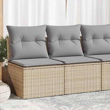 Set Sofás Jardín Y Cojines 2 Uds | Juego De Muebles De Jardín Ratán Sintético Acacia Beige Cfw73837