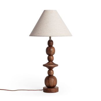 Lámpara De Mesa Madera Tanish Iluzzia Beige