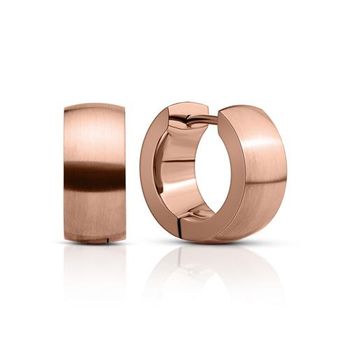 Pendientes de aro con bisagra de acero chapado en oro rosa mate