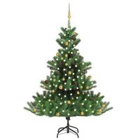 arbol de navidad abeto nordmann con leds y bolas verde 210 cm vidaxl