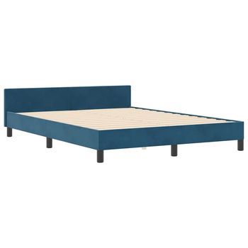 Estructura De Cama Azul Oscuro 140 X 200 Cm Terciopelo