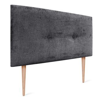 Dhome Cabecero De Lana Natural Con Botones 95x105cm Con Patas Camas 90 - Gris Oscuro