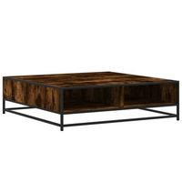 mesa de centro de madera de ingenieria y metal roble ahumado vidaxl