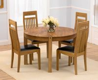 verona 110cm solid oak round dining table with monaco chairs