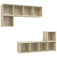 juego de muebles de salon 4 pzas madera ingenieria roble sonoma vidaxl