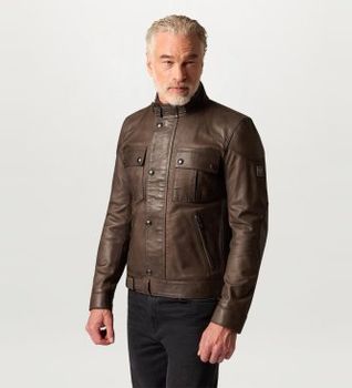 Belstaff para hombre. 106526 Cazadora de piel Gangster Nubuck marrón (50), Casual, Taupe