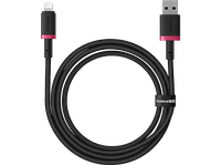 cable usb - baseus dura lightning usb 100 cm 24a carga rapida rojo y negro