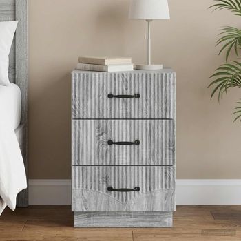 Mesa De Noche - Mueble Para Dormitorio - Madera De Ingeniería - Gris Sonoma (43x41x63.5cm)