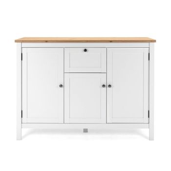 Aparador 3 puertas 1 cajón 120 cm - acabado blanco y madera