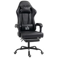 homcom silla gaming ergonomica sillon gamer con soporte lumbar masajeador respaldo reclinable altura regulable negro