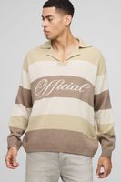 jersey oversize estilo polo de punto con solapas beige