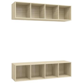 Muebles De Salón De Pared 2 Uds Madera Ingeniería Roble Sonoma Vidaxl