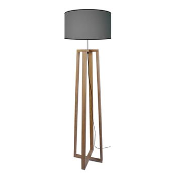 Lámpara de pie cuadrúpedo madera natural pantalla gris