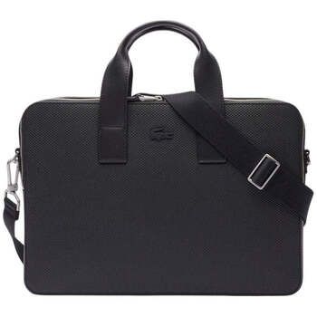 Lacoste Bolso de mano Bolso para portátil Chantaco de Cuero Negro para hombre