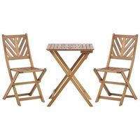conjunto de balcon 3 piezas de madera de acacia clara maciza 2 sillas y mesa diseno de listones terni