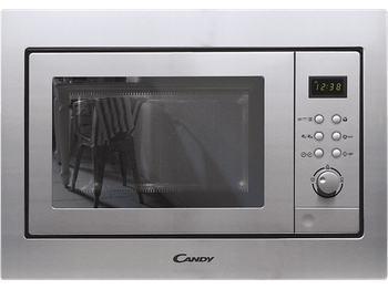 Microondas con grill integrable - Candy CMGI201EX, Potencia max. 800 W, Grill 1000W, 8 Niveles, Plato giratorio 24.5 cm, 20 l, Inox