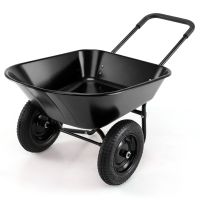 costway carretilla con 2 ruedas de jardin carro en acero robusto y ruedas neumaticas 35 cm gran capacidad de carga negro 145 x 65 x 65 cm