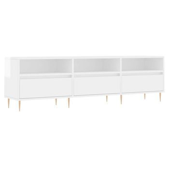 Mueble De Tv Madera Contrachapada Blanco Brillo 150x30x44,5 Cm Vidaxl