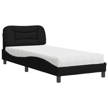 Cama Con Colchón Hvar Tela Negro 90x200 Cm Vidaxl