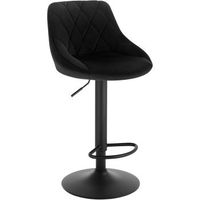 taburete de bar con respaldo terciopelo regulable en altura 39 x 47 x 104 cm negrowoltu