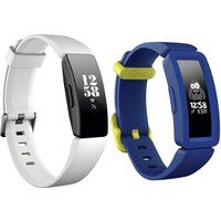 fitbit inspire hr fitness tracker  ace 2 kids fitness tracker bundle - white  blue white