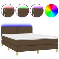 cama box spring con colchon led tela marron oscuro 140x200 cm vidaxl