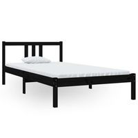 cama individual  cama para adultos  estructura de cama madera maciza negro 100x200 cm
