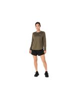 camiseta de running asics core ls top mujer verde oscuro