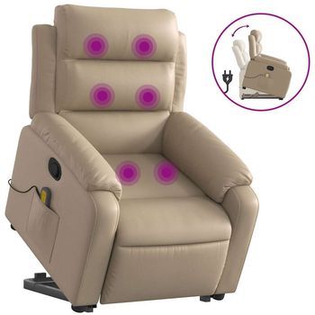 Sillón De Salón | Silla | Sillón Reclinable Masaje Pie Cuero Artificial Color Capuchino