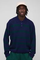 polo oversize de punto con rayas navy