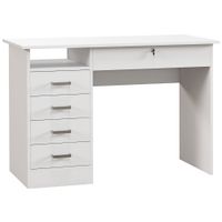 homcom escritorio moderno con 5 cajones amplia mesa 1 compartimento abierto cajon con cerradura 110x50x76 cm blanco   aosom espana
