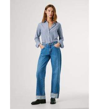 Pepe Jeans para mujer. PL2050878 Jeans Loose Turn-Up azul (24/30), Casual, Algodón, Denim
