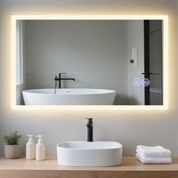 espejo de bano iluminado con intensidad ajustable e interruptor tactil zmh