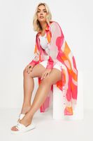 limited collection camisa playera larga rosa y naranja estampada mujer curvy y tallas grandes limited collection