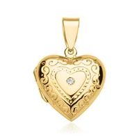 medallon de corazon chapado en oro adornado