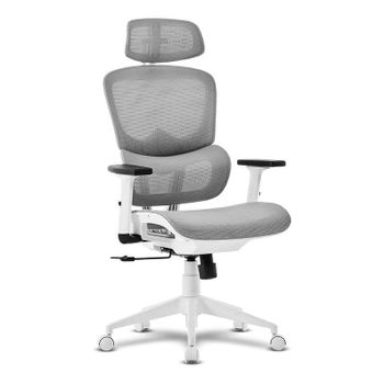 Silla de oficina Offy Lyca White ergonómica con malla, brazos y cabecero ajustables