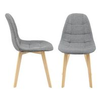 set de 2 sillas de comedor kopparberg asiento tapizado patas de haya 86 x 53 x 47 cm - gris claro encasa